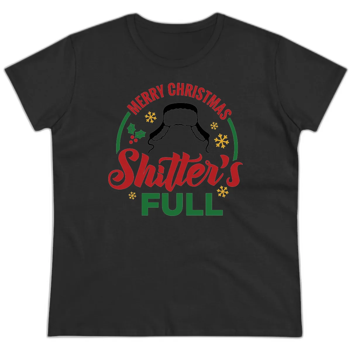 Christmas Shitter's Full Graphic Ladies Tee in Black